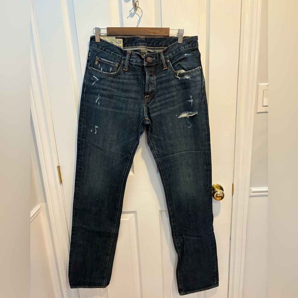 Abercrombie & Fitch Men's Dark Blue Slim Jeans